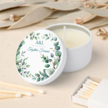 Elegant Watercolor Eucalyptus Wedding Candle