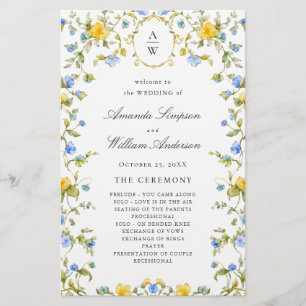 Elegant Watercolor Floral Wedeemony Program