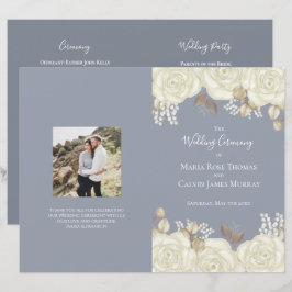 Elegant Watercolor Floral Wedeemony Program