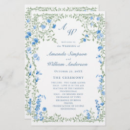 Elegant Watercolor Floral Wedeemony Program