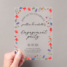 Elegant Watercolor Flower Engagement Celebration