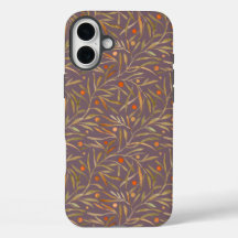 Elegant Watercolor Leaf Pattern  Purple Background