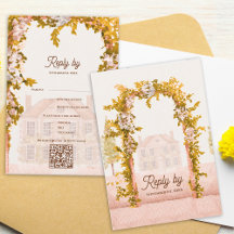 Elegant Watercolor Rustic Garden Arch Wedding RSVP