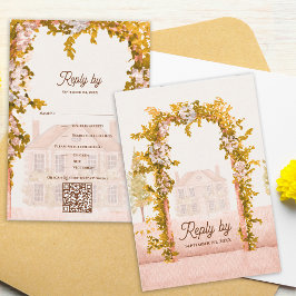 Elegant Watercolor Rustic Garden Arch Wedding RSVP