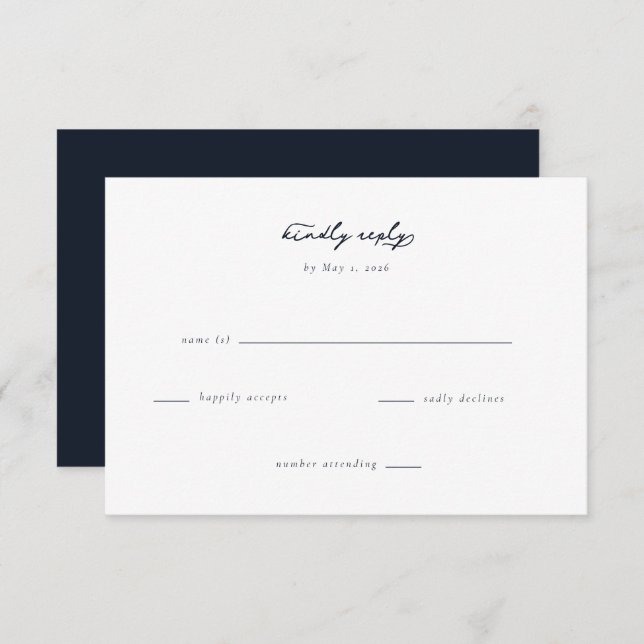 Elegant Wedding RSVP Card (Frente/Verso)