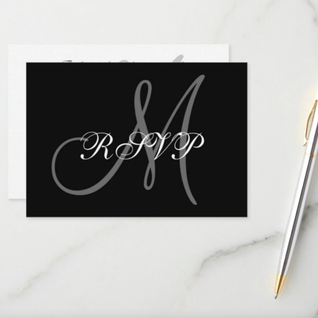 Elegant Wedding RSVP Card with Monogram (Criador carregado)