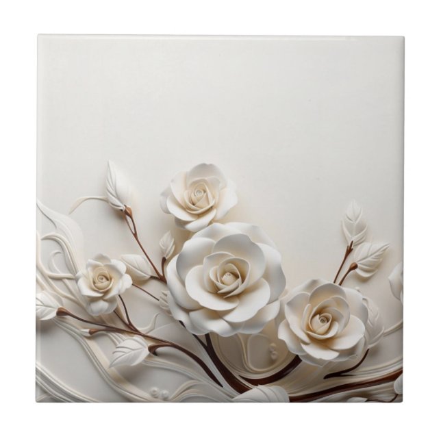 Elegant White 3D Roses (Frente)