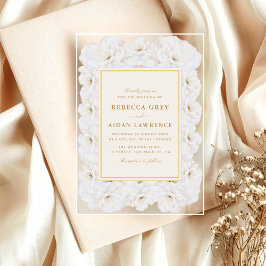 Elegant White Floral Ivory Gold Border Wedding
