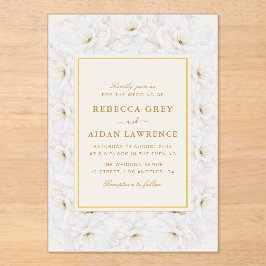 Elegant White Floral Ivory Gold Border Wedding