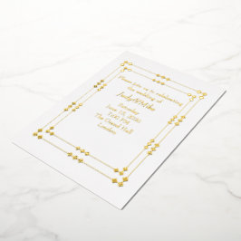 Elegant White & Gold Art Deco Foil Invitation