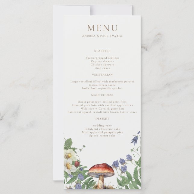 Elegant Woodland | Forest Wedding Menu (Frente)