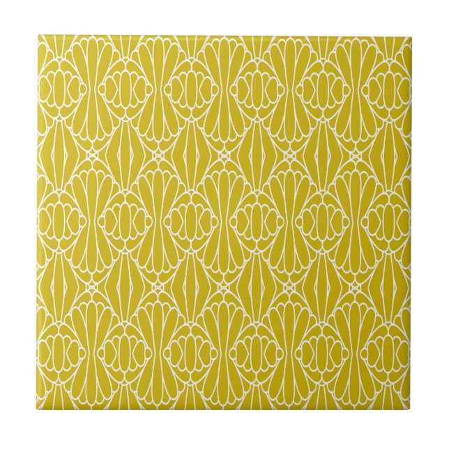 Elegant Yellow Art Deco Pattern with Diamond Motif (Frente)