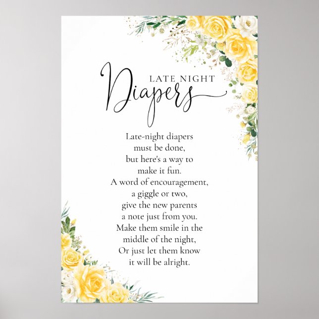 Elegant Yellow Baby Shower Poster (Frente)