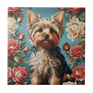 Elegant Yorkshire Terrier Portrait Rosa Garden