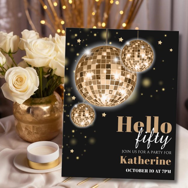 Elegante 50º Convite de aniversário feminino (Criador carregado)
