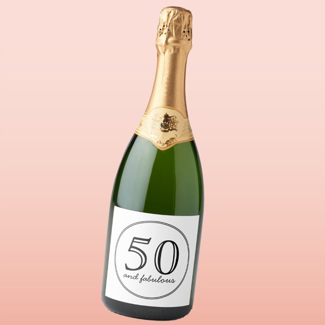 Elegante 50 e fabuloso aniversário de tipografia (Fifty and fabulous bottle label)