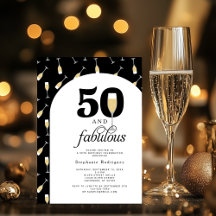 Elegante 50 Fabuloso Convite de Aniversário
