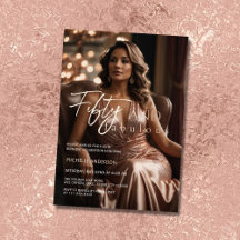 Elegante 50 & Fabuloso Foto Dourado Rosa