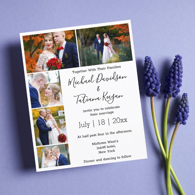 elegante 5 fotos colagem convite para casamento mo (Criador carregado)