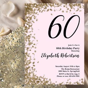 Elegante 60º Aniversário Convite Dourado Sequin Ro
