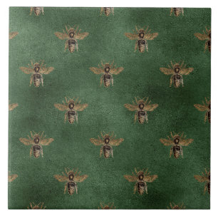 Elegante Abelha Dourada Besouro Fundo Verde
