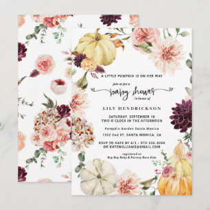 Elegante Abóbora Floral Chás de Bebê de Outono