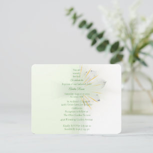 Elegante Abstrato Floral Cross Baptism convite