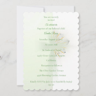 Elegante Abstrato Floral Cross Baptism convite