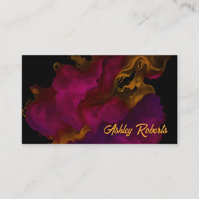 Elegante abstrato velvet Cartão de visita de aquar (Frente)