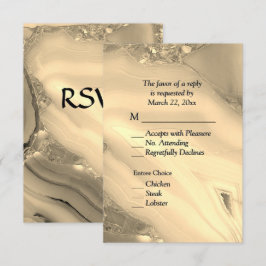 Elegante Ágata Dourada RSVP com Escolhas de Menu
