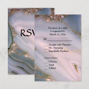 Elegante Ágata Mármore Rosa RSVP com Opções de Men