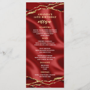 Elegante Agate Red e Dourado Menu