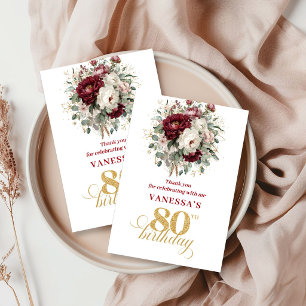 Elegante Agradecimento de 80º Aniversário em Bege 
