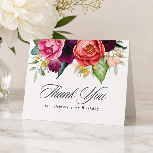 Elegante Agradecimento de Aniversário Floral Rústi