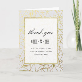 Elegante Agradecimento de Casamento Dourado e Bran