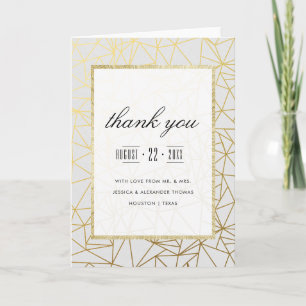 Elegante Agradecimento de Casamento Dourado e Bran