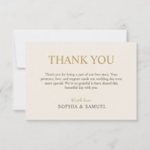 Elegante Agradecimento de Casamento em Marfim e Do
