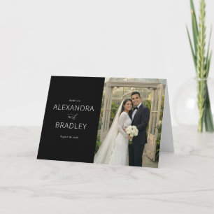 Elegante Agradecimento de Casamento Preto