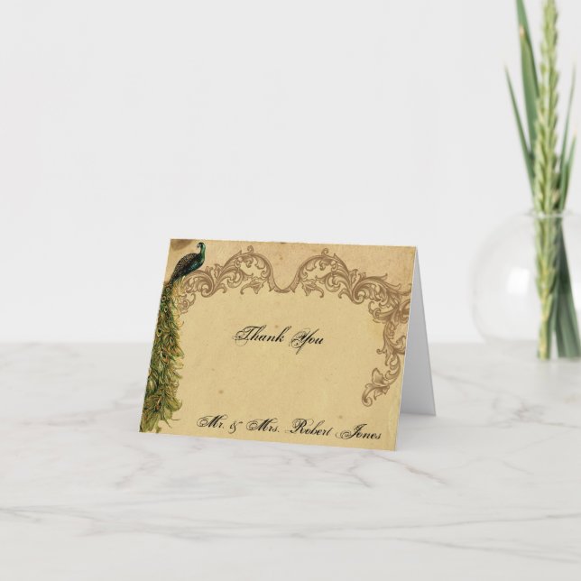 Elegante Agradecimento de Casamento Sofisticado co (Frente)