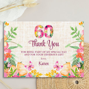 Elegante Agradecimento Floral 60º Aniversário