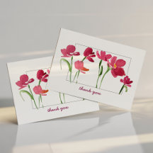 Elegante Agradecimento Floral Solto Aquarela Verme