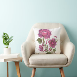 Elegante Almofada de Lançar com Flores de Arte Po