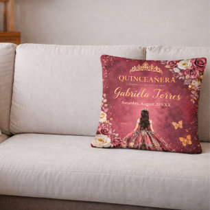 Elegante Almofada de Lançar Quinceañera Floral Bu