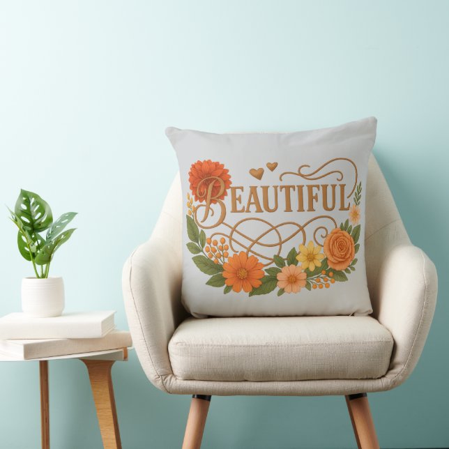 Elegante Almofada de Lançamento com Bordado (Cadeira)