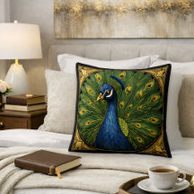 Elegante Almofada de Lançamento Pavão