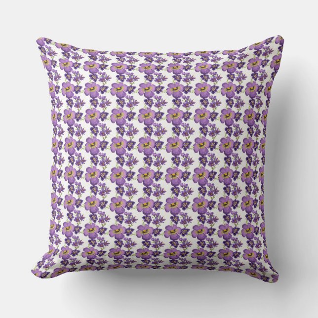 Elegante Almofada de Padrão Botânico de Violeta Pa (Frente)