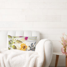 Elegante Almofada Lombar Floral – Desenho de Flor 