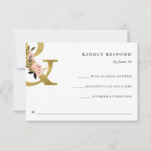 Elegante Ampersand | RSVP de Casamento Dourado e B