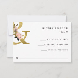 Elegante Ampersand | RSVP de Casamento Dourado e B