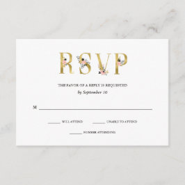 Elegante Ampersand | RSVP de Casamento Dourado e B